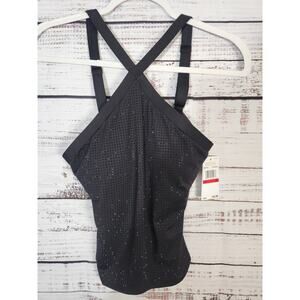 Michael Kors Women's Studded High-neck Tankini Top Black XS
